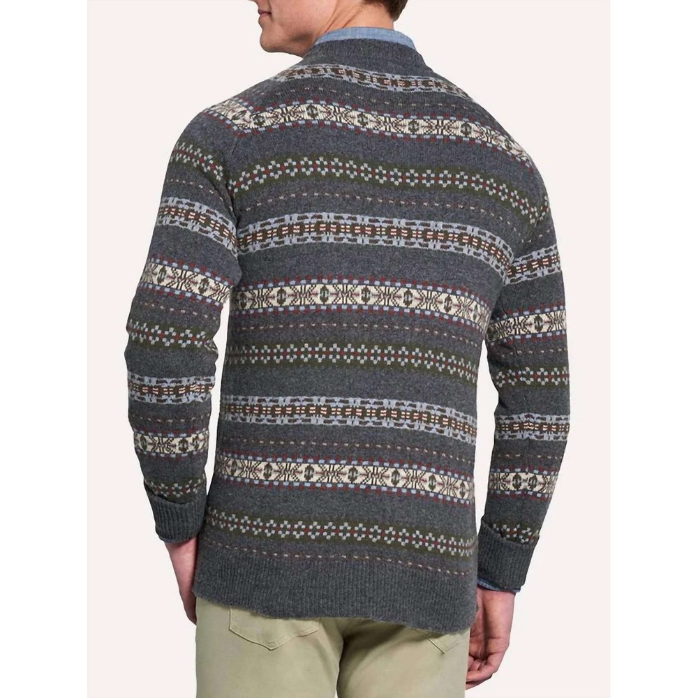 Peter Millar Mountainside Fair Isle Crew Neck Wool Blend Sweater Gray size XL - Picture 2 of 14